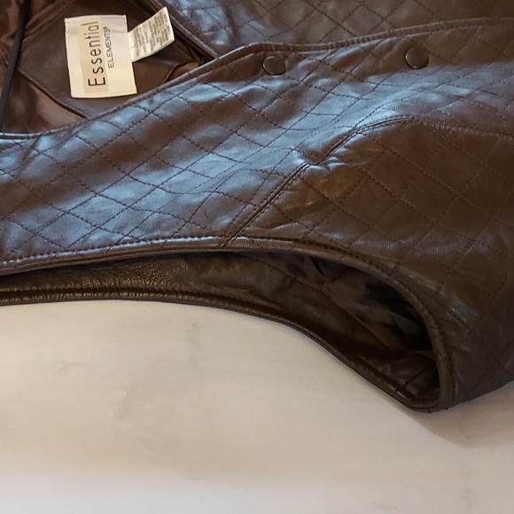 Essential Elements Women's Quilted Brown Leather Vest Fitted Western  L - Picture 4 of 14